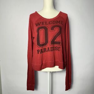 ANTHROPOLOGIE SUNDRY Red Long Sleeve Cropped Sweatshirt - Size 1/small- NWT - G